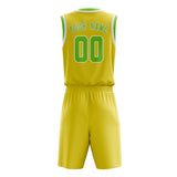 Custom Light Yellow Emerald Green Basketball Set