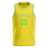 Custom Light Yellow & Emerald Green Colors Design Sports Basketball Jersey