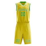 Custom Light Yellow Emerald Green Basketball Set
