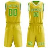 Custom Light Yellow Emerald Green Basketball Set