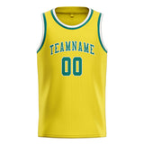 Custom Light Yellow & Blue Green Colors Design Sports Basketball Jersey