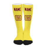 Custom Light Yellow Crimson Red Knee-High Sock