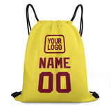 Custom Light Yellow Crimson Red Drawstring Bag