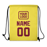 Custom Light Yellow Crimson Red Drawstring Bag