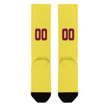 Custom Light Yellow Crimson Red Knee-High Sock