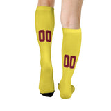 Custom Light Yellow Crimson Red Knee-High Sock