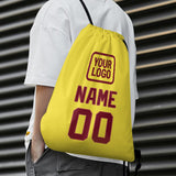 Custom Light Yellow Crimson Red Drawstring Bag
