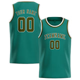 Custom Blue Green & Olive Colors Design Sports Basketball Jersey