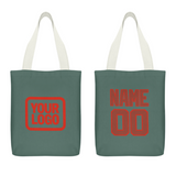 Custom Blue Green Coral Red Canvas Tote Bag