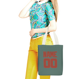 Custom Blue Green Coral Red Canvas Tote Bag