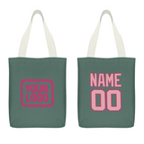 Custom Blue Green Light Pink Canvas Tote Bag