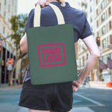 Custom Blue Green Light Pink Canvas Tote Bag