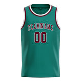 Custom Blue Green & Crimson Red Colors Design Sports Basketball Jersey