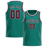 Custom Blue Green & Crimson Red Colors Design Sports Basketball Jersey