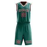 Custom Blue Green Coral Red Basketball Set