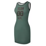 Custom Blue Green Brown Sleeveless Vest Dress