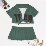 Custom Blue Green Brown Cheerleading Uniform Set