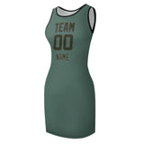 Custom Blue Green Olive Sleeveless Vest Dress