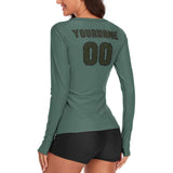 Custom Blue Green Olive Women's Long-Sleeve Shirt
