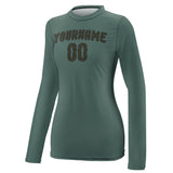 Custom Blue Green Olive Women's Long-Sleeve Shirt