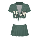 Custom Blue Green Cream Cheerleading Uniform Set