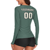 Custom Blue Green Cream Women's Long-Sleeve Shirt