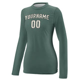 Custom Blue Green Cream Women's Long-Sleeve Shirt