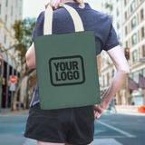 Custom Blue Green Cream Canvas Tote Bag
