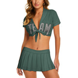 Custom Blue Green Gray Cheerleading Uniform Set