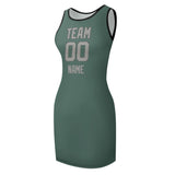 Custom Blue Green Gray Sleeveless Vest Dress