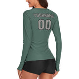 Custom Blue Green Gray Women's Long-Sleeve Shirt