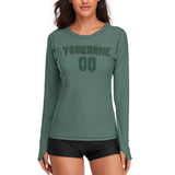 Custom Blue Green Green Women's Long-Sleeve Shirt