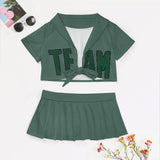 Custom Blue Green Green Cheerleading Uniform Set