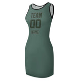 Custom Blue Green Dark Green Sleeveless Vest Dress