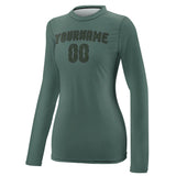 Custom Blue Green Dark Green Women's Long-Sleeve Shirt