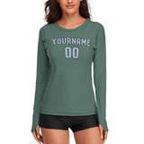 Custom Blue Green Light Blue Women's Long-Sleeve Shirt