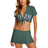 Custom Blue Green Light Blue Cheerleading Uniform Set