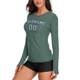 Custom Blue Green Light Blue Women's Long-Sleeve Shirt