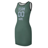Custom Blue Green Light Blue Sleeveless Vest Dress