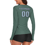 Custom Blue Green Light Blue Women's Long-Sleeve Shirt