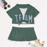 Custom Blue Green Light Blue Cheerleading Uniform Set