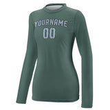 Custom Blue Green Light Blue Women's Long-Sleeve Shirt
