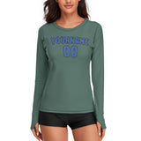 Custom Blue Green Sky Blue Women's Long-Sleeve Shirt