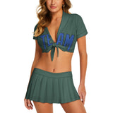 Custom Blue Green Sky Blue Cheerleading Uniform Set