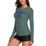 Custom Blue Green Sky Blue Women's Long-Sleeve Shirt