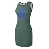 Custom Blue Green Sky Blue Sleeveless Vest Dress