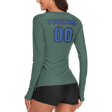 Custom Blue Green Sky Blue Women's Long-Sleeve Shirt