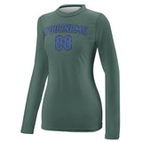 Custom Blue Green Sky Blue Women's Long-Sleeve Shirt