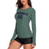 Custom Blue Green Blue Women's Long-Sleeve Shirt