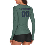 Custom Blue Green Blue Women's Long-Sleeve Shirt